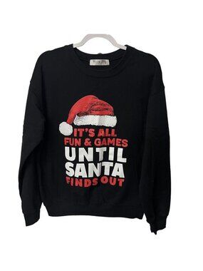 Christmas Sweater Junior 11-13 Its All Fun Games Until Santa Find Out Wound Up